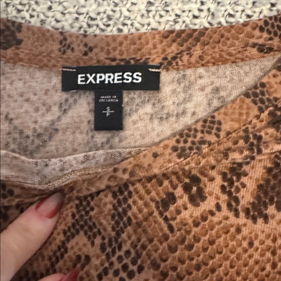Express Snake Print Sheer Long Sleeve Top – Size Small - Picture 2 of 4